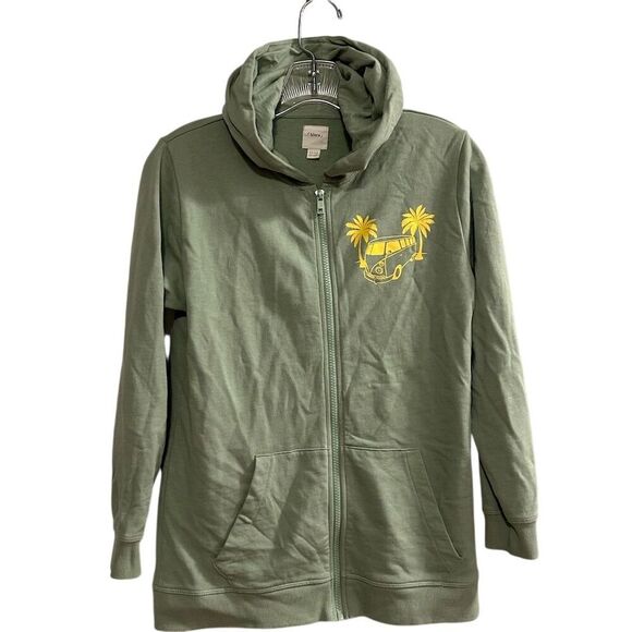 Sfera Kids Green Zip-Up Hoodie Size 12 Palm Tree & Van Design - Picture 6 of 11